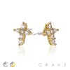 CROSS PAIR OF MICRO PAVED STAINLESS STEEL PIN EARRINGS